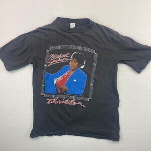 Vintage Michael Jackson Shirt XL Thriller Bootleg 80s Paki Cotton Tee Music